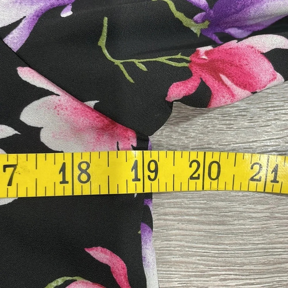 Counterparts Flare Long Sleeve Black Floral Blouse S - Picture 9 of 15